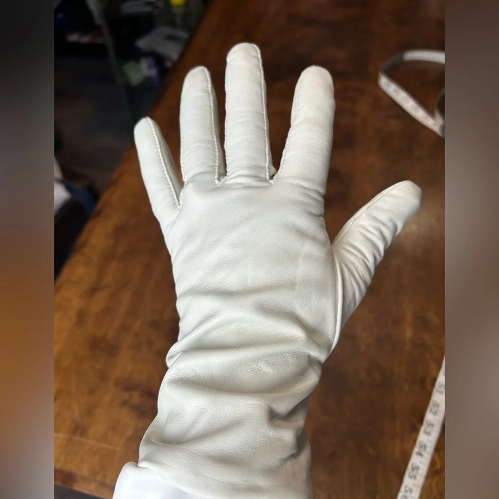 White Cashmere Leather Gloves